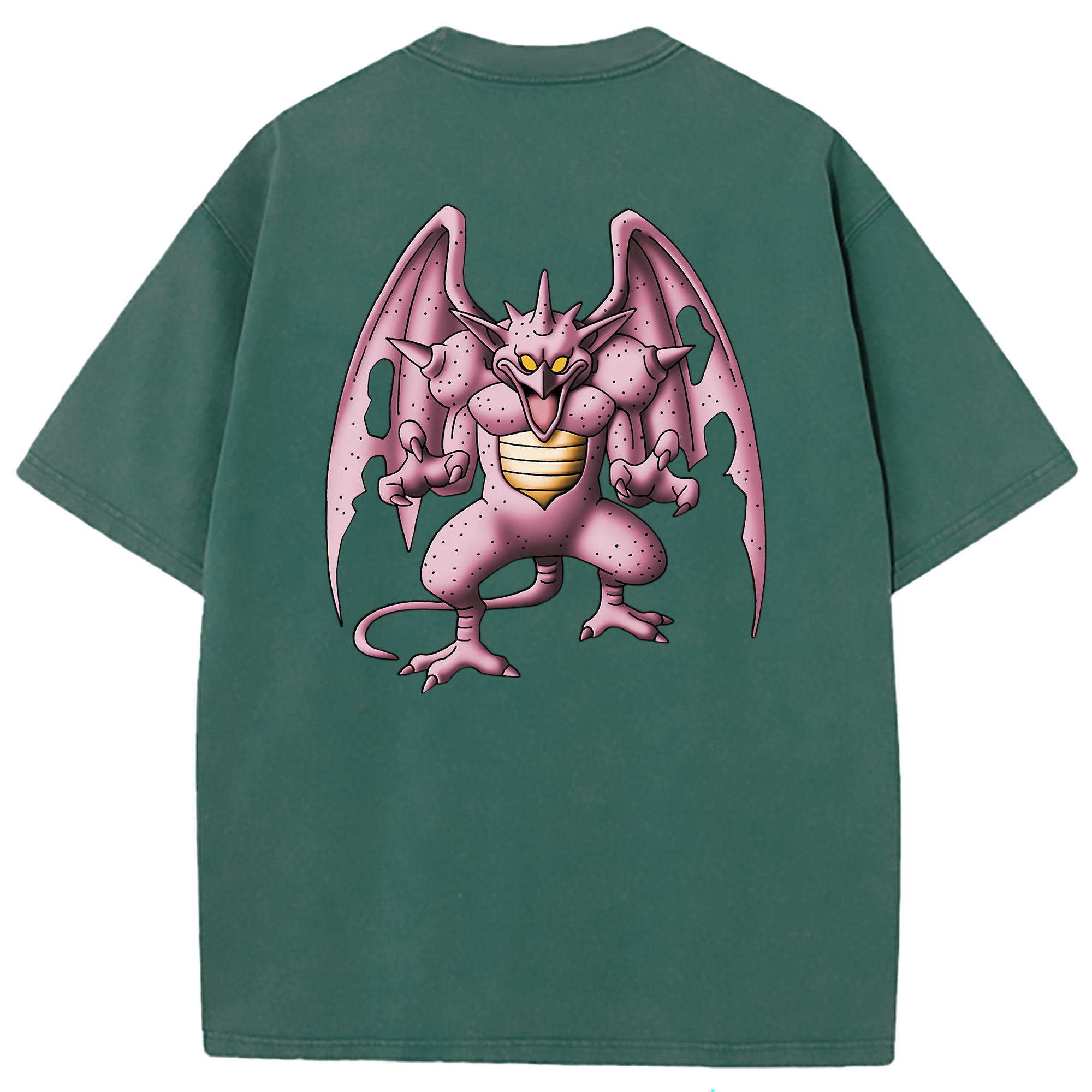 （画像用） ドラゴンクエスト Doragon Kuesuto Dragon Quest 綿100% ヴィンテージ風 半袖Tシャツ（背面プリント）